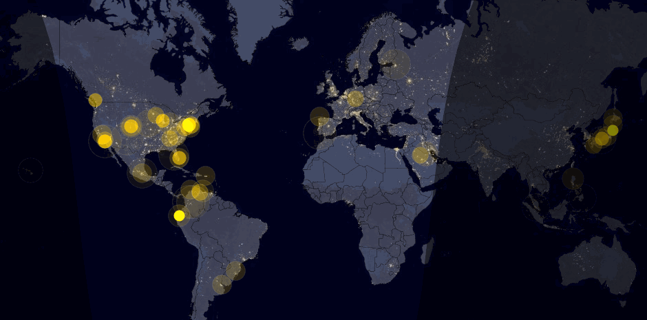 Вот еще один   интересная карта   это показывает, когда и где люди пишут о восходе солнца на разных языках